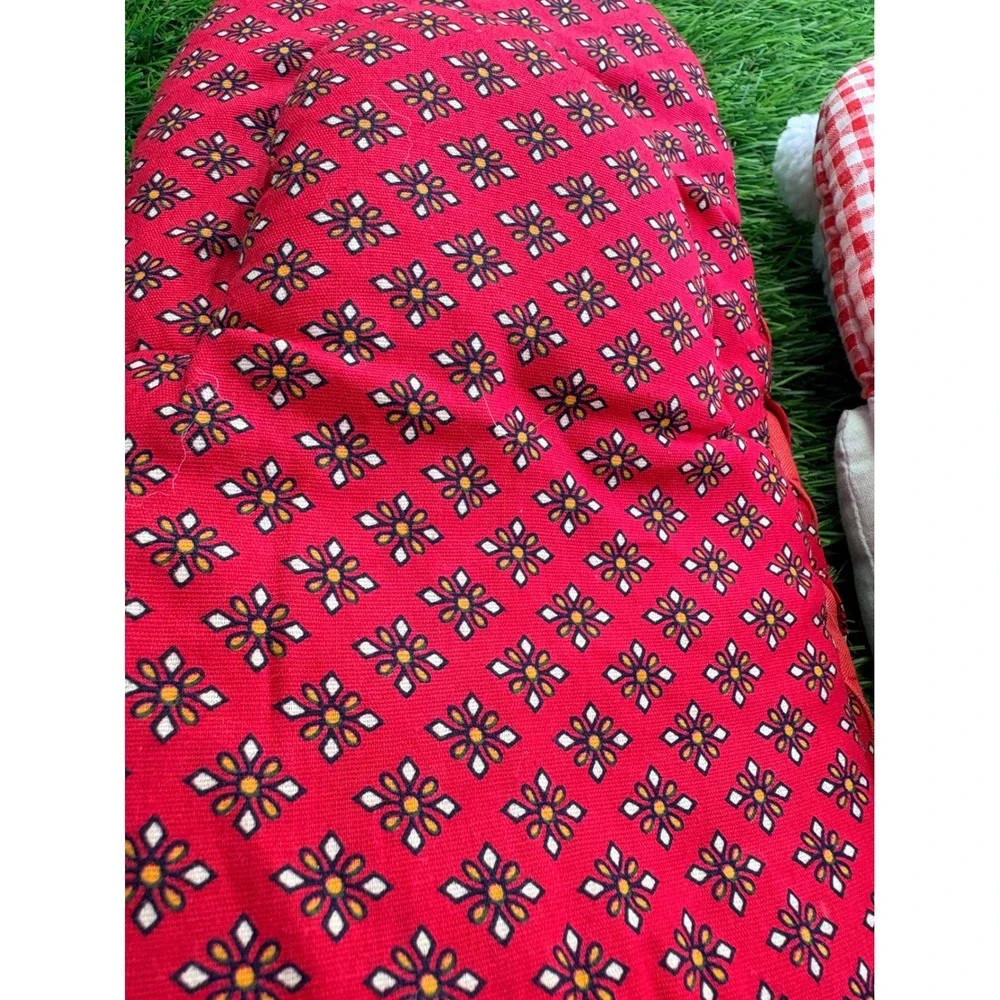 Vintage Hot‎ Mitt King Santa Mrs Claus Christmas Oven Mitt Set Red Gingham Retro